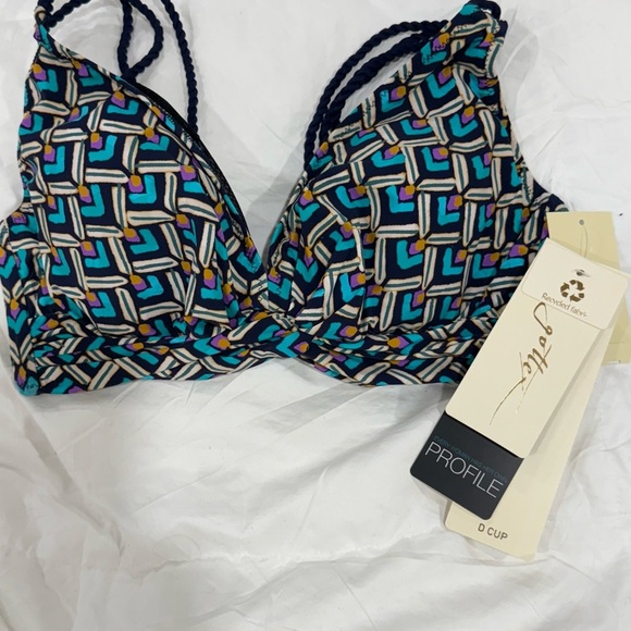 PROFILE BY GOTTEX MASQUERADE D-CUP STRAPPY V-NECK BIKINI TOP Sz 32D - Picture 4 of 8